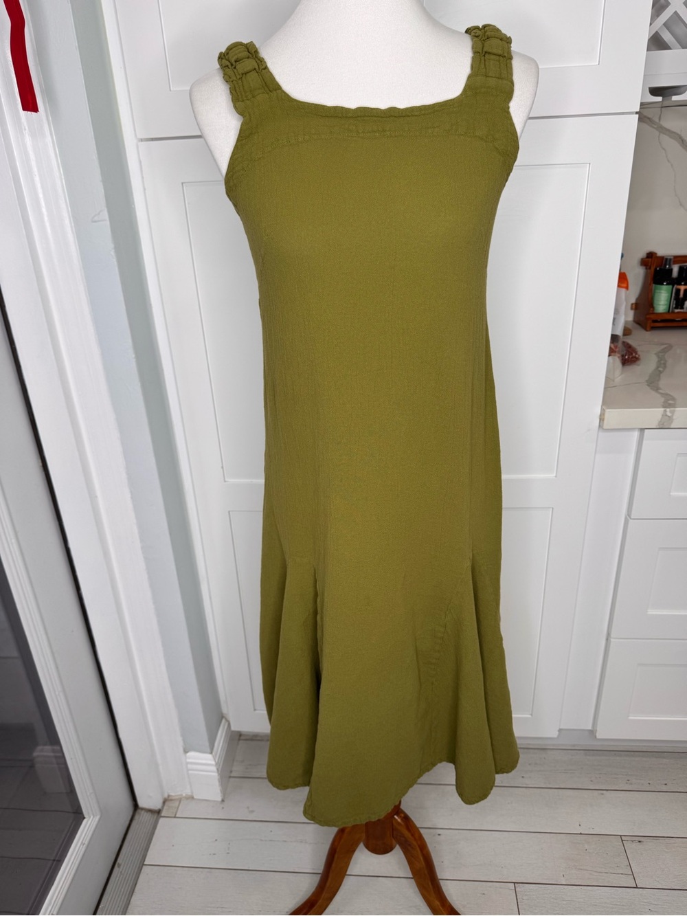 Oh My Gauze! Maxi Dress Size 1 S/M Cotton Green Sleeveless Flowy Lagenlook
